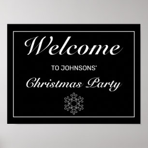 Modern Minimalist Black Christmas Welcome Sign