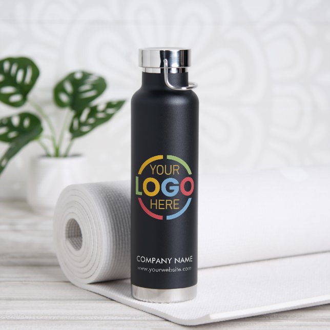 Modern Minimalist Black Company Business Logo Water Bottle (Yoga)