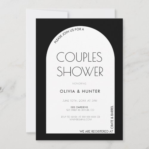 Modern Minimalist Black Couples Shower Invitation