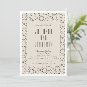 Modern Minimalist Black Cream Geometric Wedding Invitation