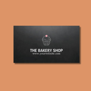 Modern Minimalist Black Cupcake Pink Candy Baker Business Card
