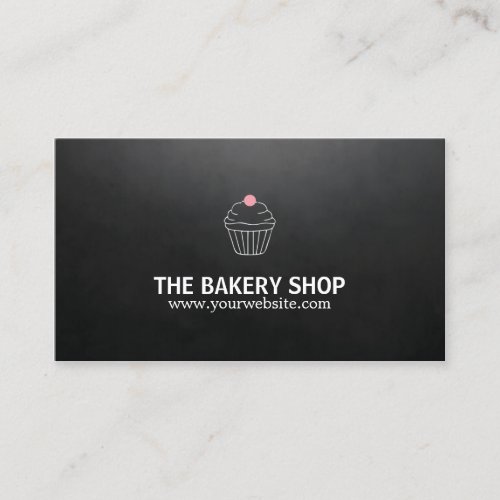 Modern Minimalist Black Cupcake Pink Candy Baker Business Card