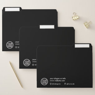 Modern Minimalist Black Custom Business Folder