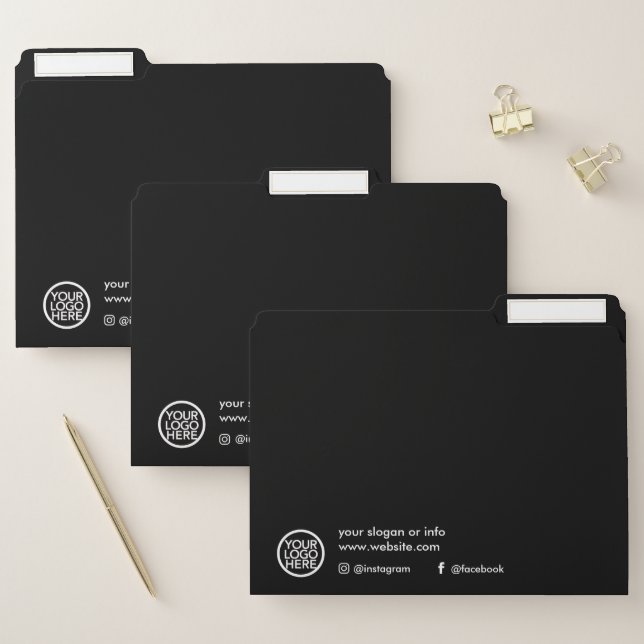 Modern Minimalist Black Custom Business Folder (Set)
