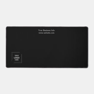 Modern Minimalist Black Custom Business Logo  Desk Mat