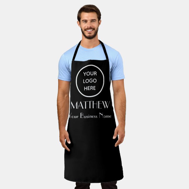 Modern Minimalist Black Custom logo Modern Apron (Worn)