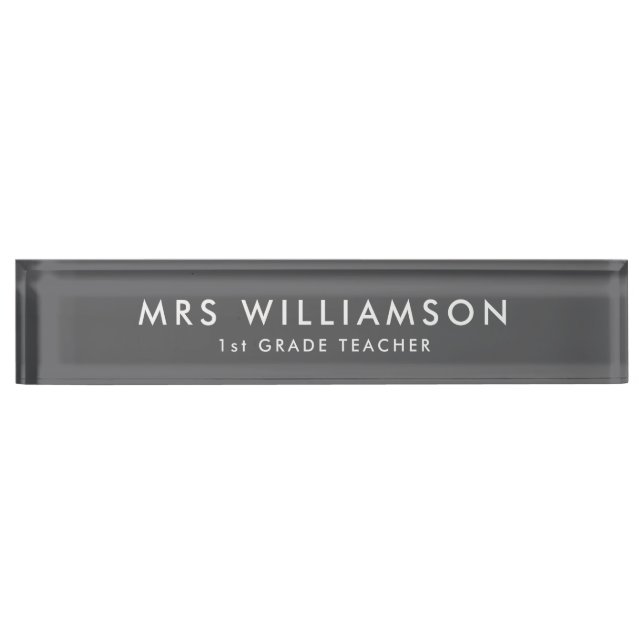 Modern Minimalist Black Custom teacher desk Name Plate (Front)