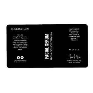 Modern Minimalist Black Dropper Bottle Label