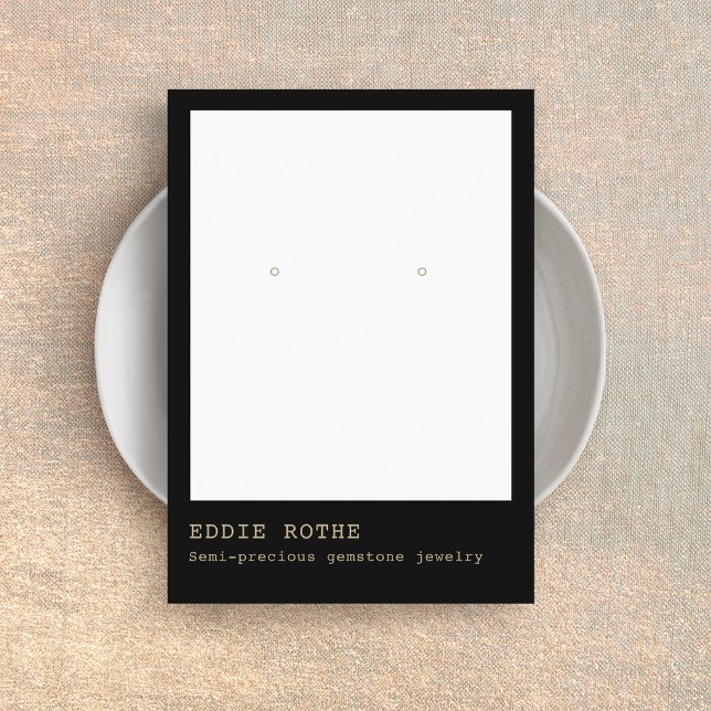 Modern Minimalist Black Earring Jewelry  Display Business Card (Creator Uploaded)