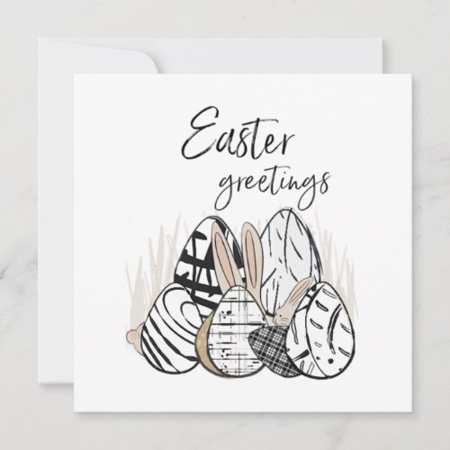 Modern  Minimalist Black Editable Easter Card