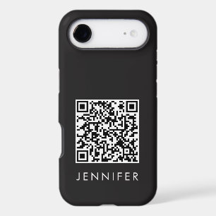 Modern Minimalist Black Executive QR Code Monogram iPhone 17 Air Case