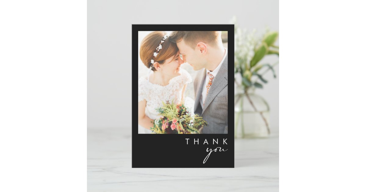 Modern Minimalist | Black Flat Photo Thank You Card | Zazzle
