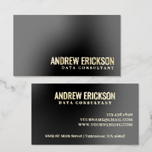 Modern Minimalist Black Foil Spot Gloss Business Cards