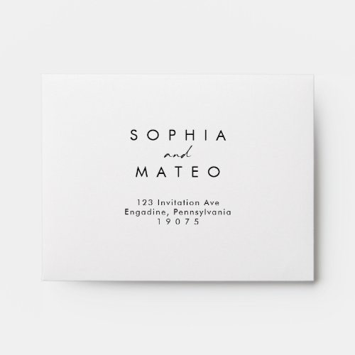 Modern Minimalist Black Font Self Addressed RSVP Envelope