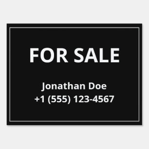 Modern Minimalist Black For Sale Yard Sign