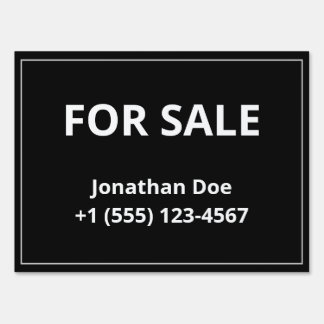 Modern Minimalist Black For Sale Yard Sign