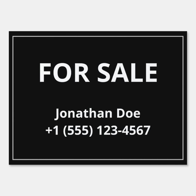 Modern Minimalist Black For Sale Yard Sign (Back)