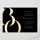 Modern Minimalist Black Gold 30th Birthday Party Foil Invitation<br><div class="desc">Modern minimalist style 30th birthday party invitation in black and gold foil, editable template for your custom event details. This milestone birthday party invitation is the perfect pick if you are looking for a mens 30th birthday invitation, elegant adult birthday party invitation, invitation for a 30 year anniversary, modern but...</div>