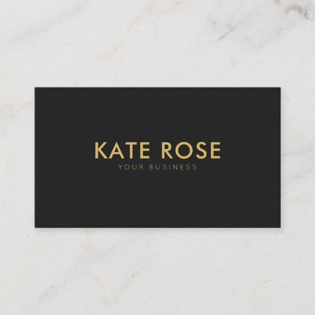 Modern Minimalist Black Gold Business Card (Front)