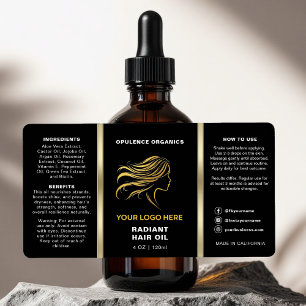 Modern Minimalist Black Gold Cosmetic Bottle Label