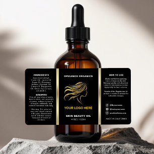 Modern Minimalist Black Gold Cosmetic Bottle Label