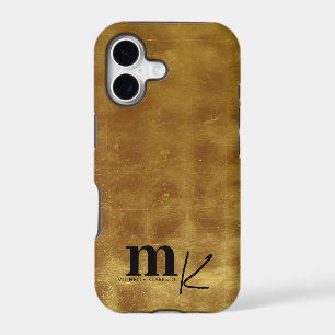 Modern Minimalist Black Gold Foil Monogram iPhone 17 Case