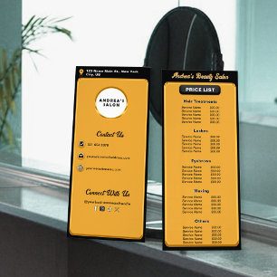 Modern Minimalist Black Gold Logo Salon Services Rack Card
