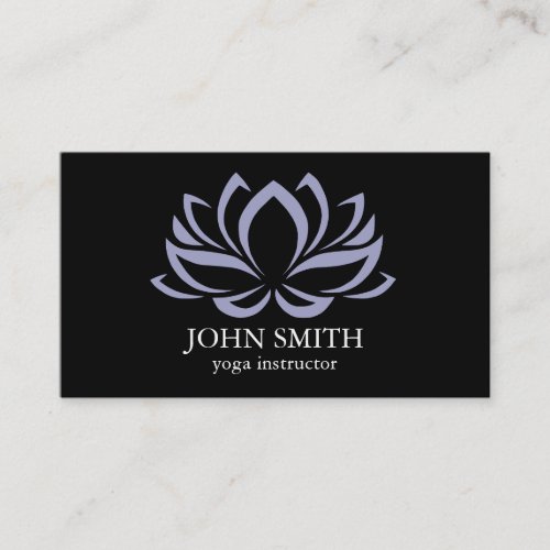 Modern Minimalist Black Gold Lotus Yoga Instructor Business Card