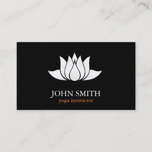 Modern Minimalist Black Gold Lotus Yoga Instructor Business Card