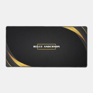 Modern Minimalist Black & Gold Pattern with Custom Desk Mat