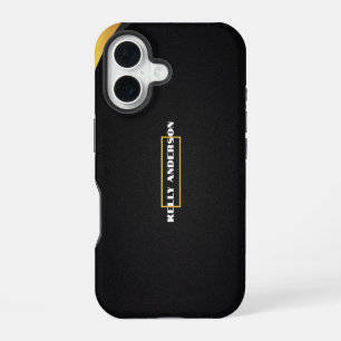 Modern Minimalist Black & Gold Pattern with Custom iPhone 16 Case