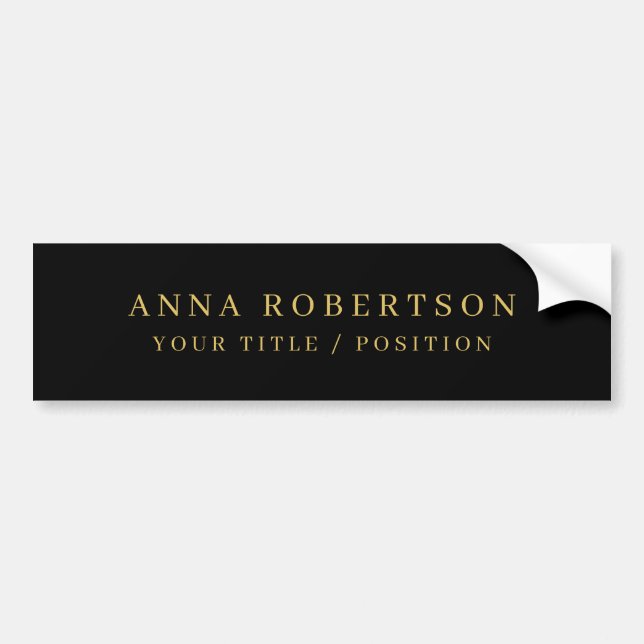 Modern Minimalist Black Gold Professional Trendy Bumper Sticker (Front)