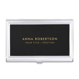 Modern Minimalist Black Gold Professional Trendy Business Card Case