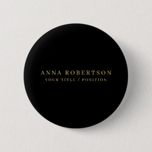 Modern Minimalist Black Gold Professional Trendy Button