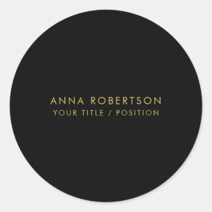 Modern Minimalist Black Gold Professional Trendy Classic Round Sticker
