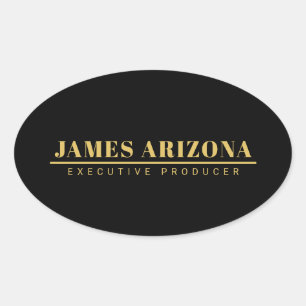 Modern Minimalist Black Gold Professional Trendy Oval Sticker