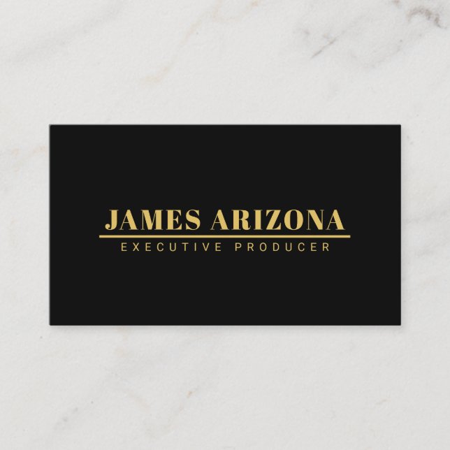 Modern Minimalist Black Gold Professional Trendy Place Card (Front)