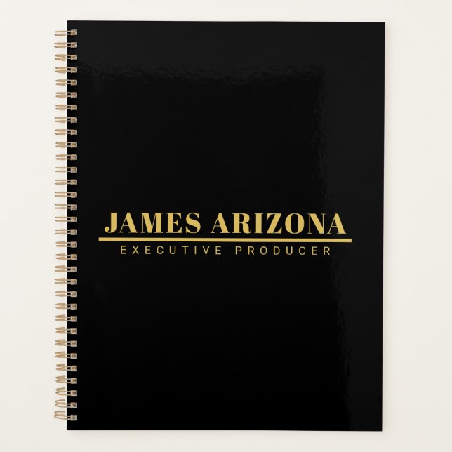 Modern Minimalist Black Gold Professional Trendy Planner (Front)