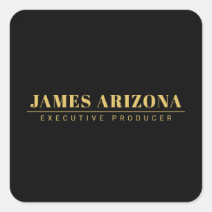 Modern Minimalist Black Gold Professional Trendy Square Sticker