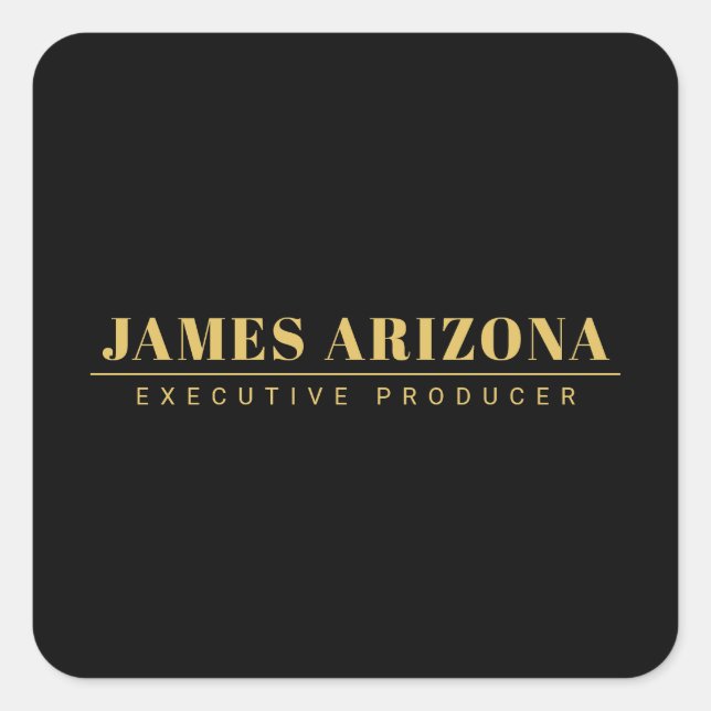 Modern Minimalist Black Gold Professional Trendy Square Sticker (Front)