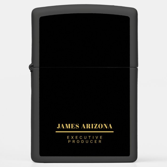 Modern Minimalist Black Gold Professional Trendy Zippo Lighter (Front)