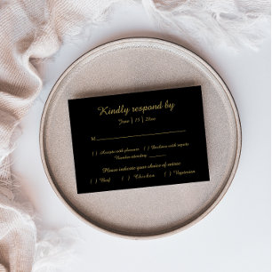 Modern Minimalist Black Gold Response Card