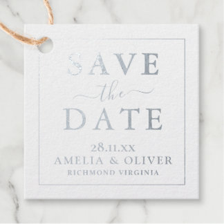 Modern Minimalist Black Gold Save The Date Foil Favor Tags