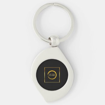 Modern Minimalist Black Gold Simple Add Your Logo  Keychain by natureimpressions at Zazzle