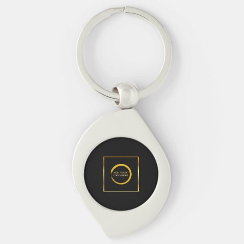 Modern minimalist black gold simple add your logo  keychain