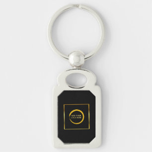 Modern minimalist black gold simple add your logo keychain