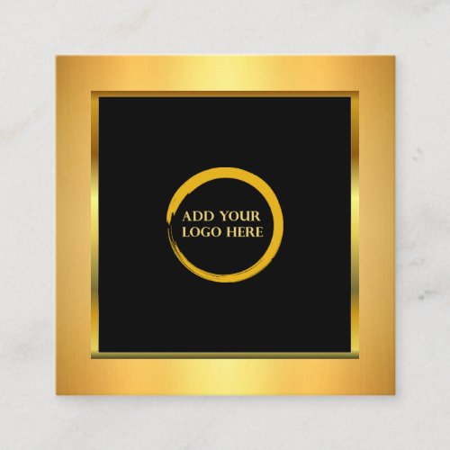 Modern minimalist black gold simple add your logo square business card