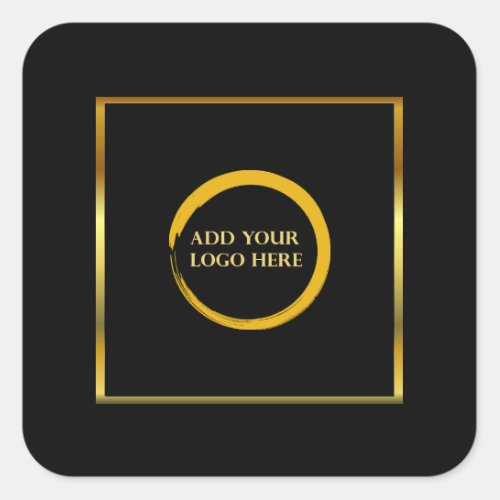 Modern minimalist black gold simple add your logo square sticker