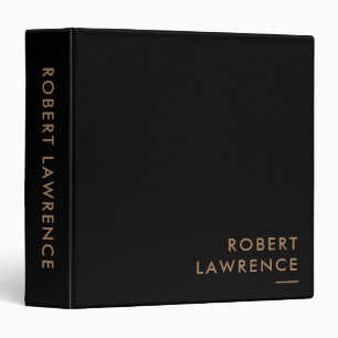Modern Minimalist Black Gold Typography 3 Ring Binder