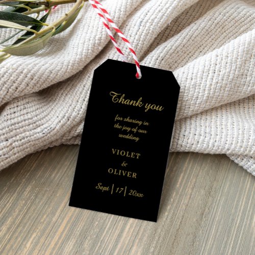 Modern Minimalist  Black Gold Wedding Gift Tags